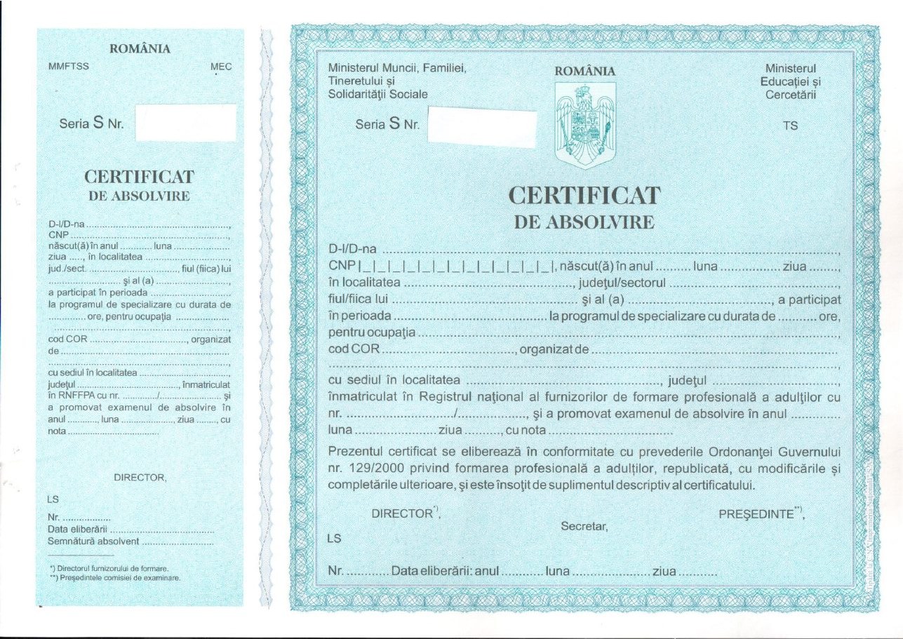 Certificat de Absolvire ANC - diploma de stat