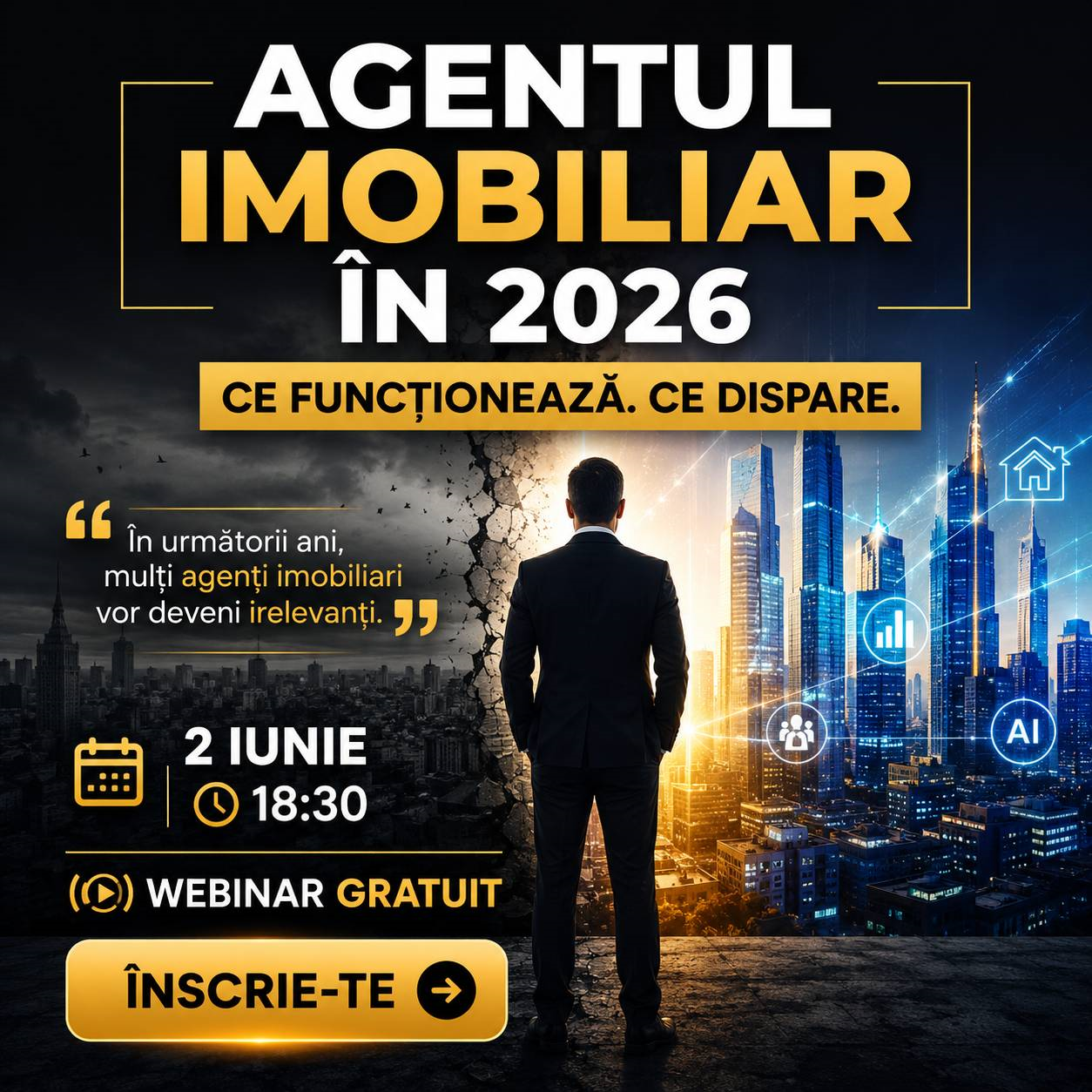 Webinar gratuit 2 iunie. Agentul Imobiliar în 2026: ce funcționează. ce dispare